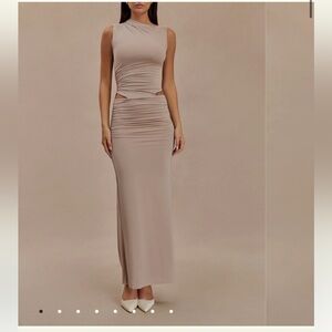 Kaia Slinky Cut Out Maxi Dress - Taupe